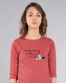 Shop Busy Doing Nothing Round Neck 3/4th Sleeve T-Shirt-Front