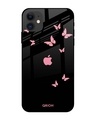 Shop Butterfly Printed Premium Glass Cover For iPhone 12 (Impact Resistant, Matte Finish)-Front