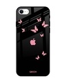 Shop Butterfly Printed Premium Glass Cover For iPhone SE 2022 (Impact Resistant, Matte Finish)-Front