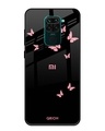 Shop Butterfly Printed Premium Glass Cover For Xiaomi Redmi Note 9 (Impact Resistant, Matte Finish)-Front