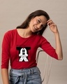 Shop Camera Mickey 3/4th Sleeve Slim Fit T-Shirt (DL) Bold Red-Front