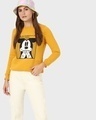 Shop Women's Yellow Mickey (DL) Graphic Printed Fleece Sweatshirt-Front