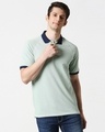 Shop Camo Green Half Sleeve Raglan Contrast Polo-Front