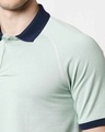 Shop Camo Green Half Sleeve Raglan Contrast Polo