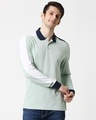 Shop Camo Green Shoulder Sleeve Cut & Sew Polo-Front