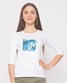 Shop Camouflage Mtv Logo Round Neck 3/4th Sleeve T-Shirt (MTL)-Front