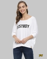Shop Casual 3/4 Sleeve Printed Women White Top-Front