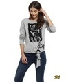 Shop Casual Full Sleeve Printed Women Grey Top-Front