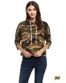 Shop Casual Full Sleeve Women Camouflage Green Beige Top-Front