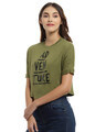 Shop Casual Half Sleeve Printed Women Green Crop Top-Design