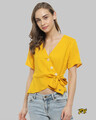Shop Casual Half Sleeve Solid Women Yellow Top-Front