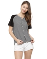 Shop Casual Short Sleeve Striped Women's Black Top-Front
