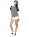 Shop Casual Short Sleeve Striped Women's Black Top-Full