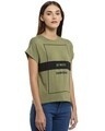 Shop Casual Shorts Sleeve Printed Women Olive Top-Design