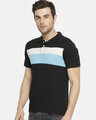 Shop Color block Men's Polo Neck Black T-Shirt-Design