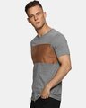 Shop Color Block Men's Round Neck Grey Brown T-Shirt-Design
