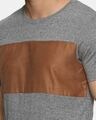 Shop Color Block Men's Round Neck Grey Brown T-Shirt-Full