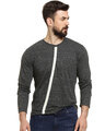 Shop Full Sleeve Men's Solid Round Neck Grey T-Shirt-Front