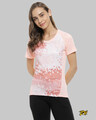 Shop Graphic Print Women's Round Neck Peach Sports Jersey T-Shirt-Front