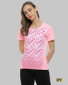 Shop Graphic Print Women Round Neck Pink Sports Jersey T Shirt-Front