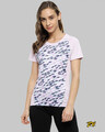 Shop Graphic Print Women Round Neck Purple Sports Jersey T Shirt-Front