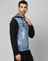 Shop Men's Blue Colorblocked Full Sleeve Stylish Casual Denim Jacket-Design