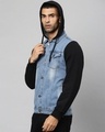 Shop Men's Blue Colorblocked Full Sleeve Stylish Casual Denim Jacket-Full