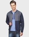 Shop Men's Navy Full Sleeve Stylish Windcheater Jacket-Front