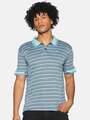 Shop Men's Half Sleeve Stylish Striped Casual T-Shirt-Front