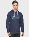 Shop Men's Blue Typography Full Sleeve Stylish Casual Hooded Sweatshirt-Front