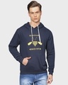 Shop Men's Blue Printed Full Sleeve Stylish Casual Hooded Sweatshirt-Front