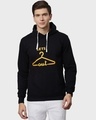 Shop Men's Black Typography Full Sleeve Stylish Casual Hooded Sweatshirt-Front