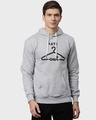 Shop Men's Grey Printed Full Sleeve Stylish Casual Hooded Sweatshirt-Front