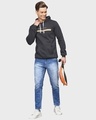 Shop Men's Black Printed Full Sleeve Stylish Casual Hooded Sweatshirt
