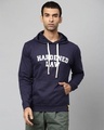 Shop Men's Blue Printed Stylish Casual Hooded Sweatshirt-Front