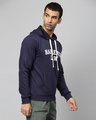 Shop Men's Blue Printed Stylish Casual Hooded Sweatshirt-Design
