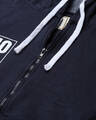 Shop Men's Blue Typography Full Sleeve Stylish Casual Hooded Zipper Sweatshirt