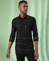 Shop Men's Black Checkered Regular Fit Shirt-Front