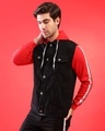 Shop Men's Black & Red Color Block Regular Fit Jacket-Full