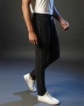Shop Men's Black Striped Regular Fit Track Pants-Full