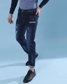 Shop Men's Blue Printed Regular Fit Jeans-Full