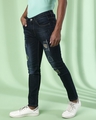 Shop Men's Blue Self Design Regular Fit Jeans-Design