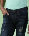 Shop Men's Blue Self Design Regular Fit Jeans