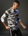 Shop Men's Grey Camouflage Regular Fit Shirt-Full