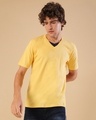 Shop Men's Yellow Solid Regular Fit T-shirt-Front