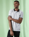 Shop Men's Grey Striped Regular Fit T Shirt-Front