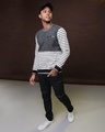Shop Men's White & Grey Striped Regular Fit Sweatshirt