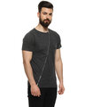 Shop Men's Self Design Asymmetric Charcoal Casual T-Shirt-Design