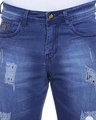 Shop Men Slim Fit Solid Side Striped Stretch Stylish New Trends Blue Denim Shorts
