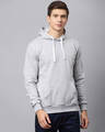 Shop Men's Grey Full Sleeve Stylish Casual Hooded Sweatshirt-Front